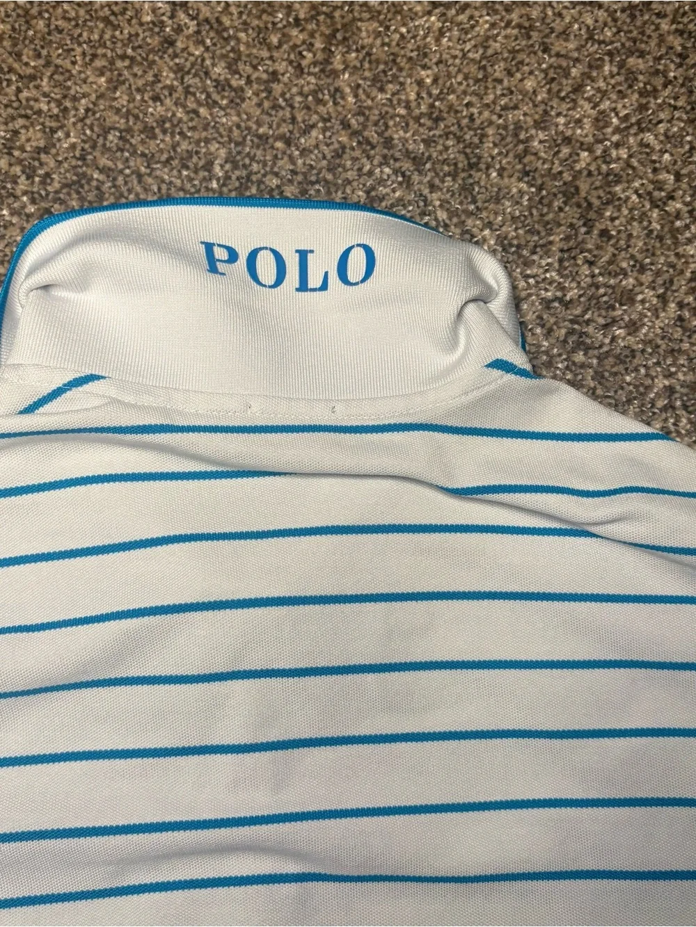 Ralph Lauren Polo Golf White Blue Stripes Men's L Pima Cotton